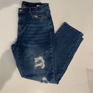 Judy Blue Dark Blue Lined Boyfriend Jeans